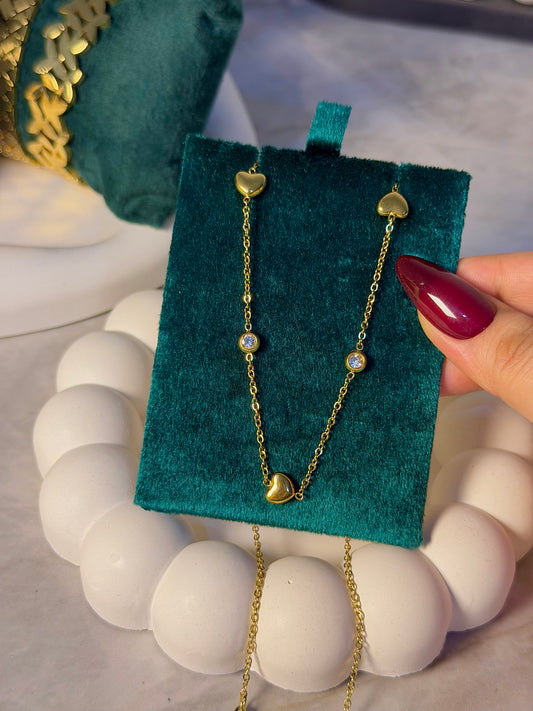 Delicate Heart Charm Gold Necklace
