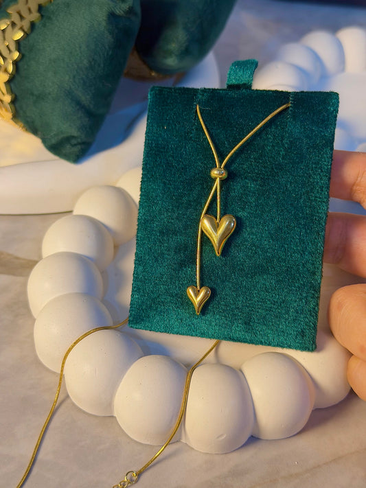 Golden Double Heart Chain Necklace