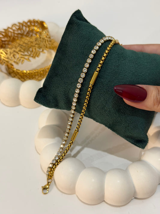 Elegant Gold & Crystal Bracelet Set