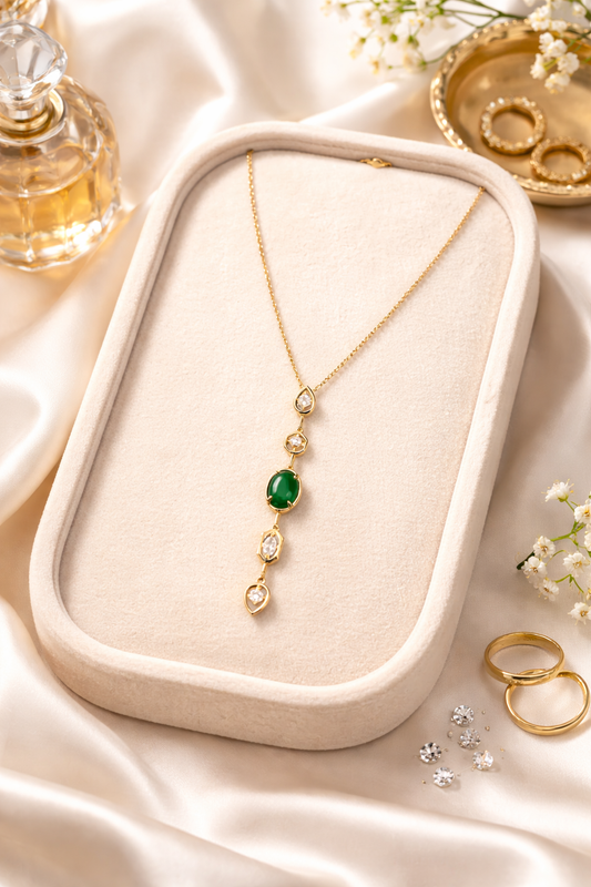 Green Stone Drop Necklace