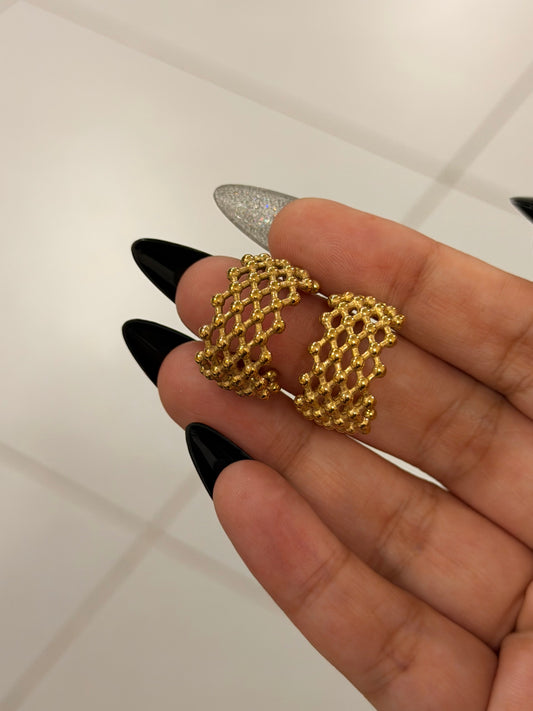 Gold Mesh Hoop Earrings – Elegant Statement Jewelry