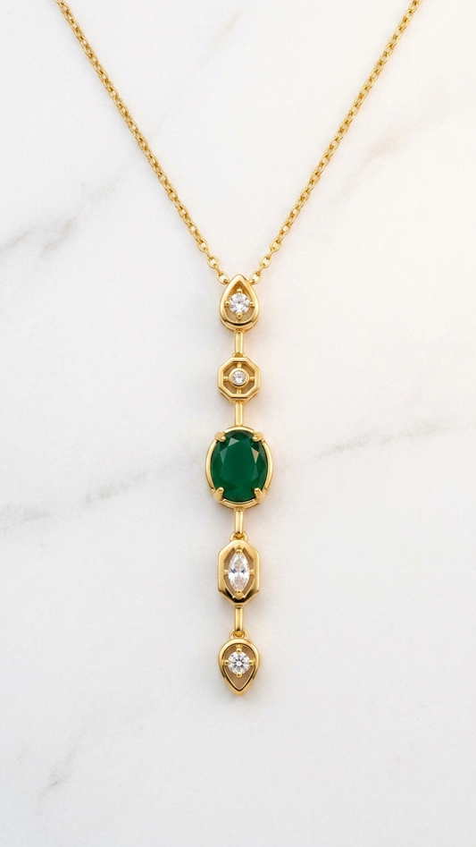 Green Stone Drop Necklace