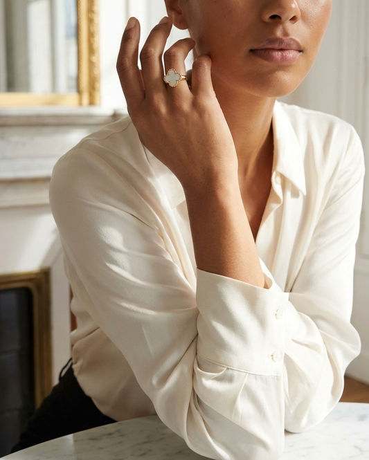Gold Mother-of-Pearl Clover Ring
