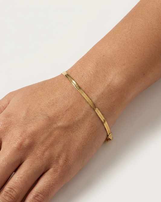Sleek Gold Herringbone Bracelet