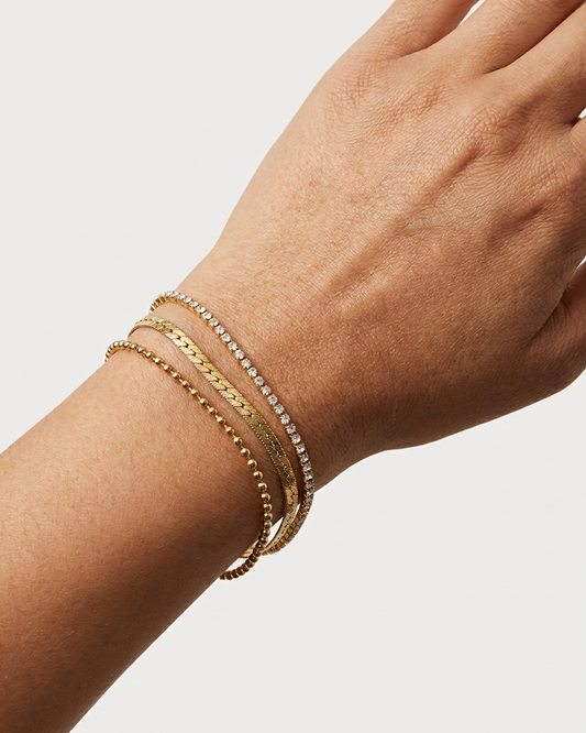 Gold Multi-Layered Bracelet Set with Sparkling Crystals