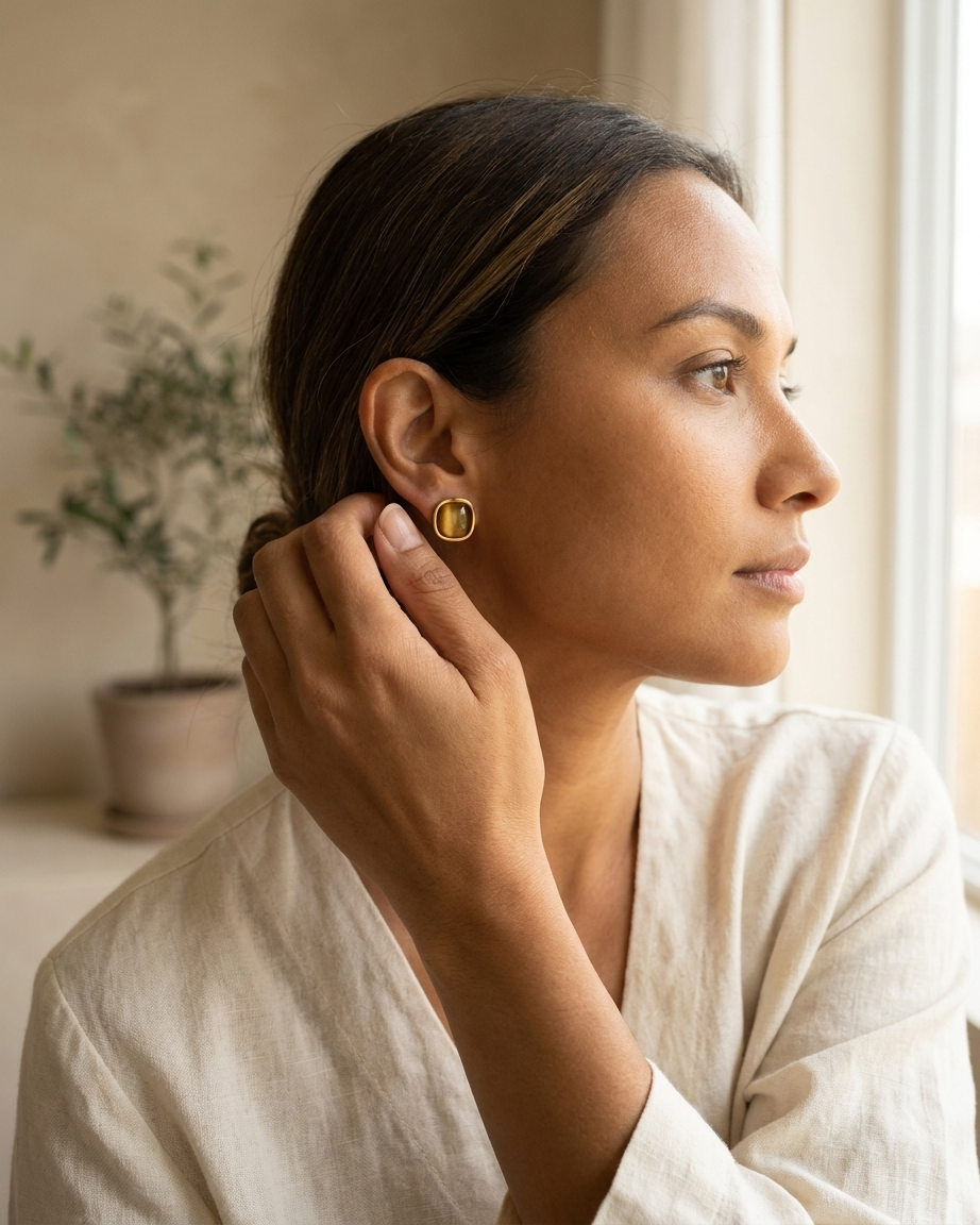 Chic Brown Square Earrings