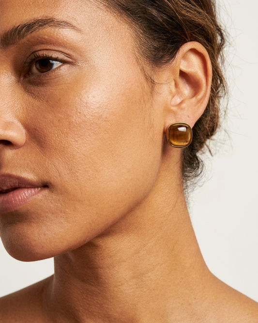 Chic Brown Square Earrings