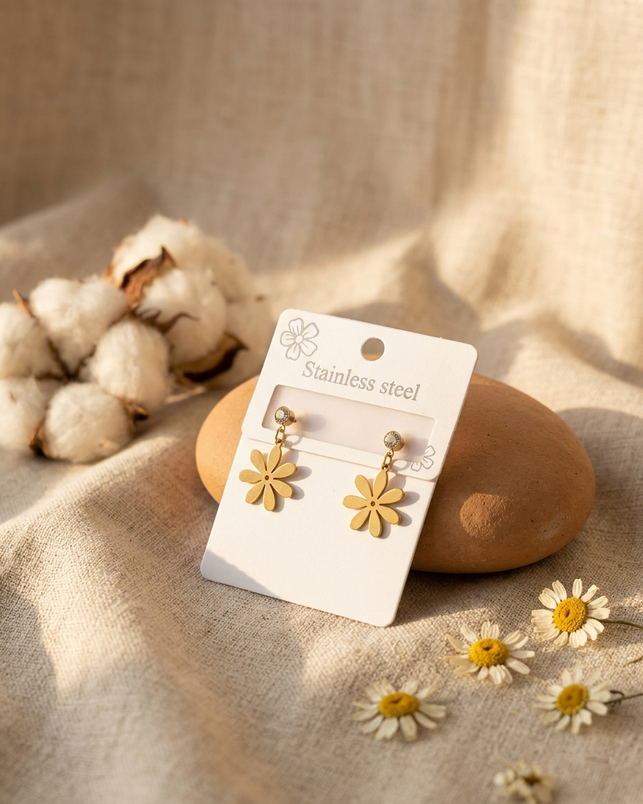 Floral Gold Stainless Steel Earrings
