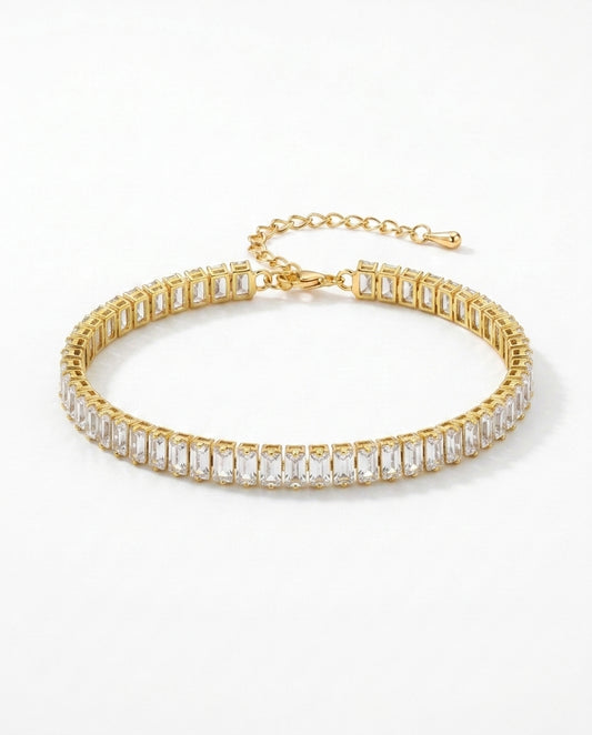 Elegant Gold Crystal Tennis Bracelet for Women