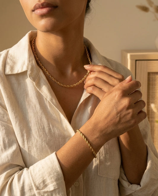 Luxury Rope Bracelet & Necklace Combo – Premium Jewellery Set