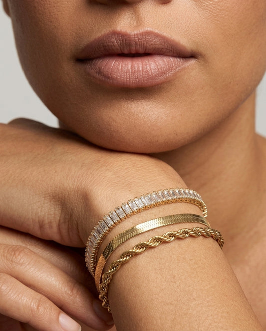 Luxe Golden Bracelet Trio Set 18k