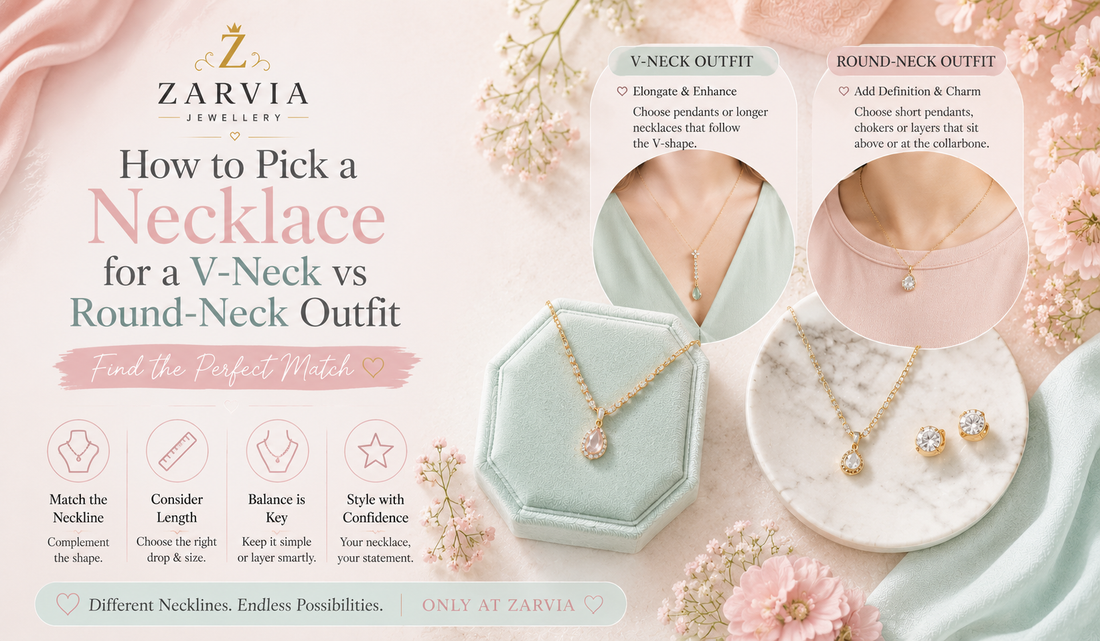 Necklace styled with a V-neck outfit