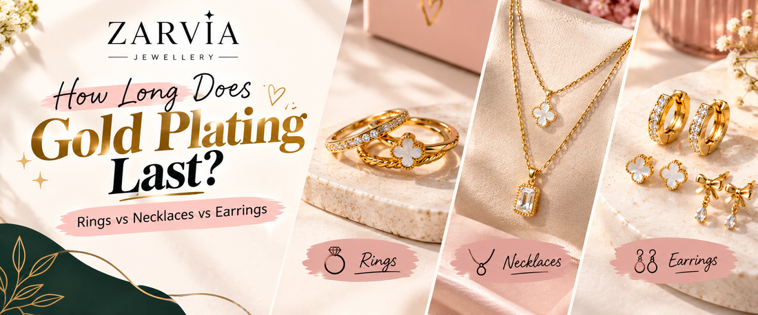 Gold-plated rings, necklaces and earrings