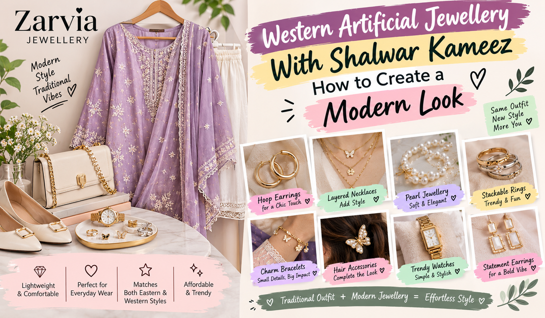 Western artificial jewellery styled with a shalwar kameez