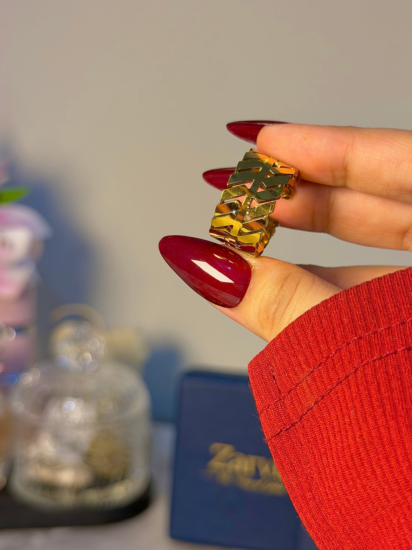 Geometric Cutout Cuff Ring – Gold