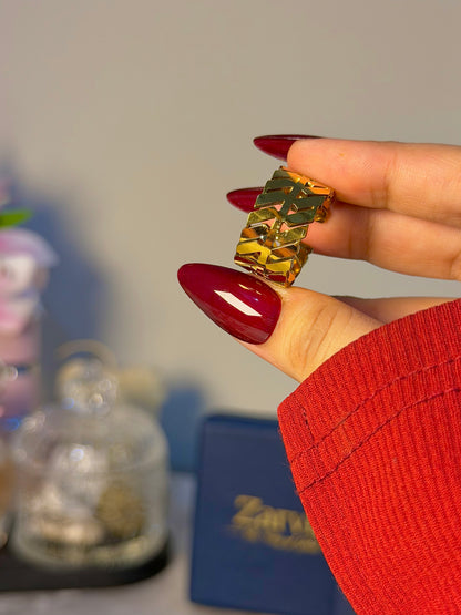 Geometric Cutout Cuff Ring – Gold