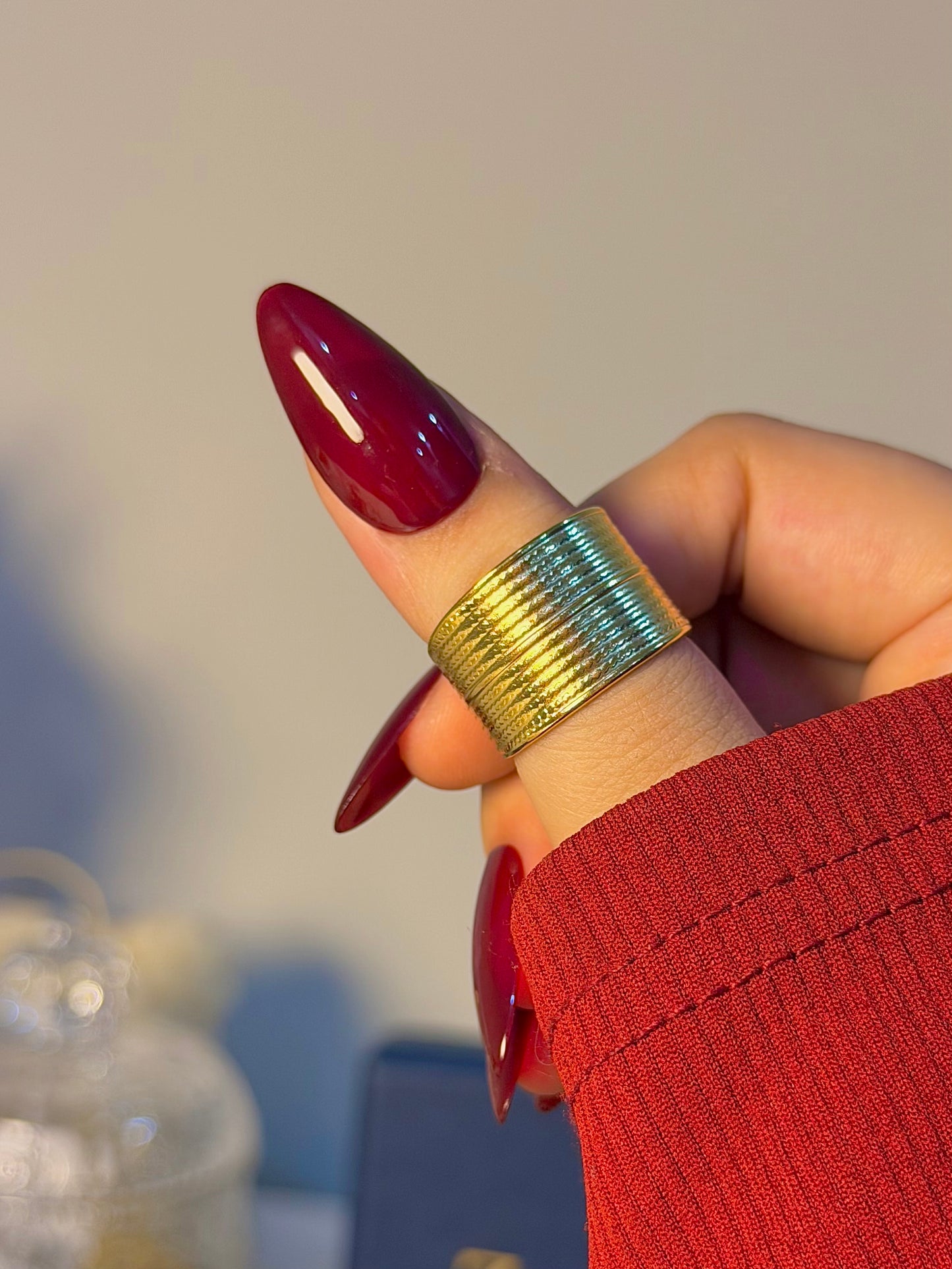 Textured Cuff Band Ring – Gold