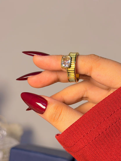 Radiant Cushion Cut Ring - Textured Band Design