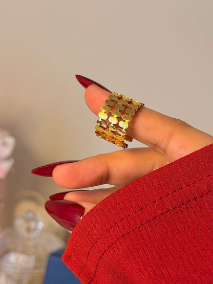 Geometric Gold Band Ring – Wide Statement Stainless Steel Ring