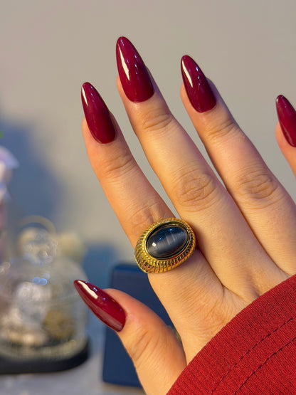 Vintage Black Onyx Statement Ring for Women – Gold