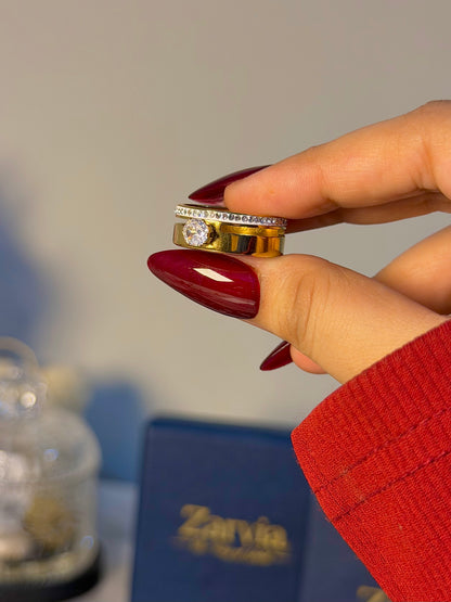 Dual Band Solitaire Ring – Gold