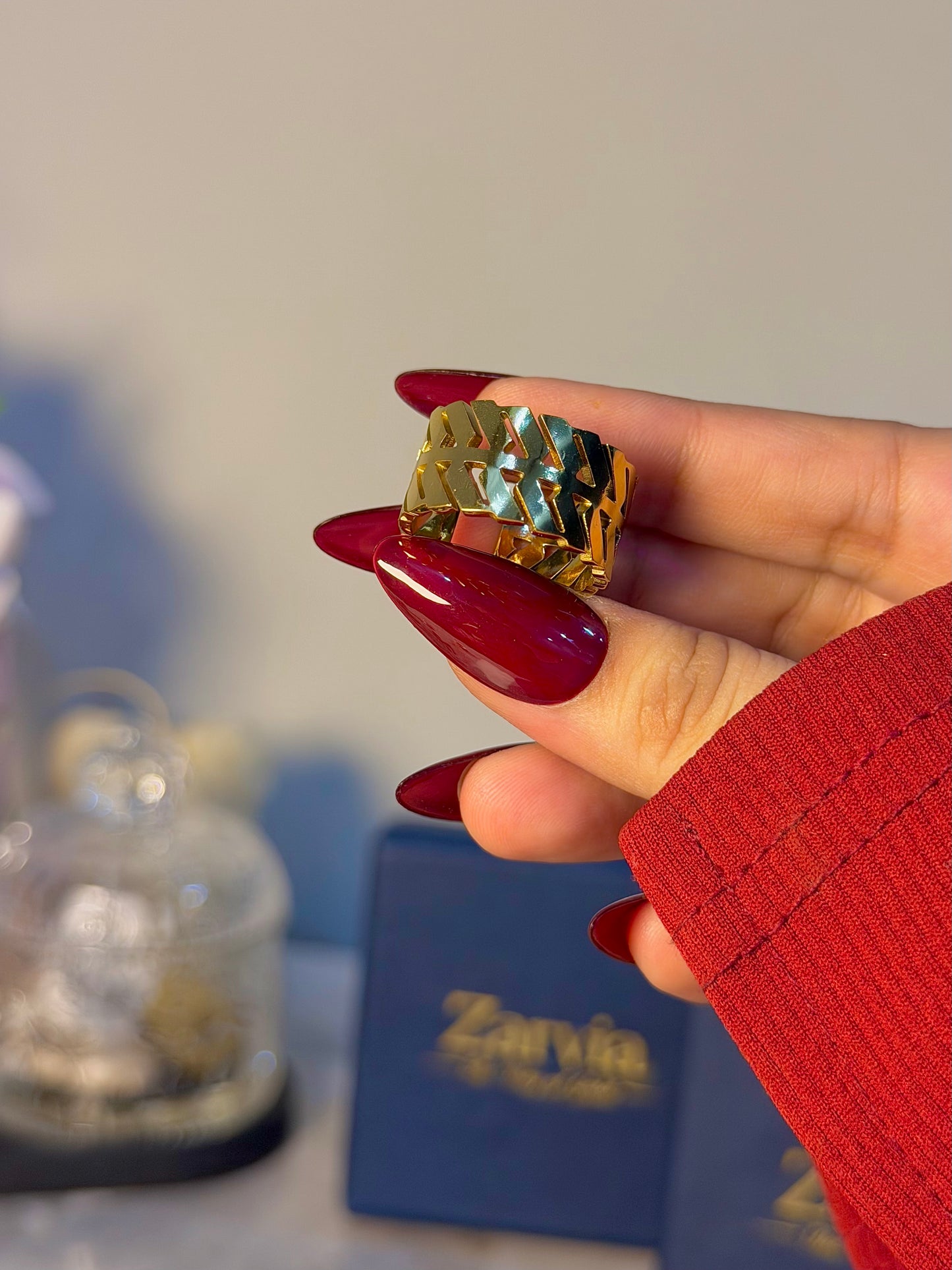 Geometric Cutout Cuff Ring – Gold