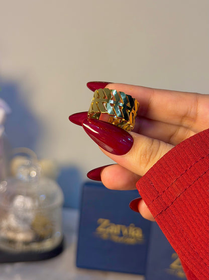 Geometric Cutout Cuff Ring – Gold