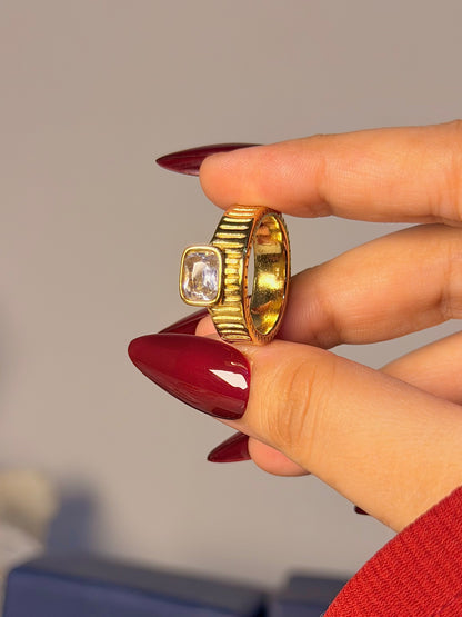 Radiant Cushion Cut Ring - Textured Band Design