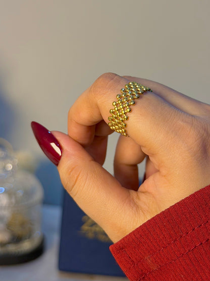 Beaded Texture Statement Ring for Women – Gold