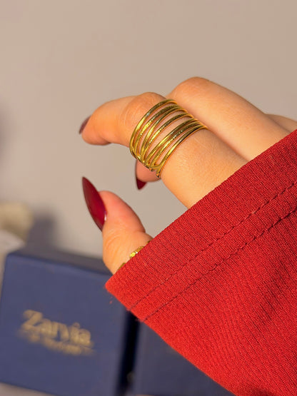 Chunky Multi Band Ring - Modern Open Cuff Design