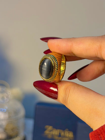 Vintage Black Onyx Statement Ring for Women – Gold