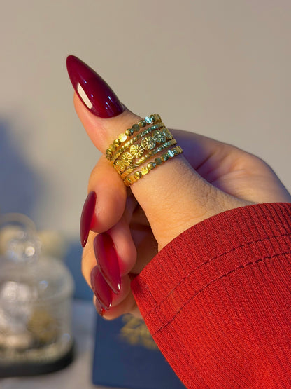 Bohemian Layered Floral Band Ring – Gold