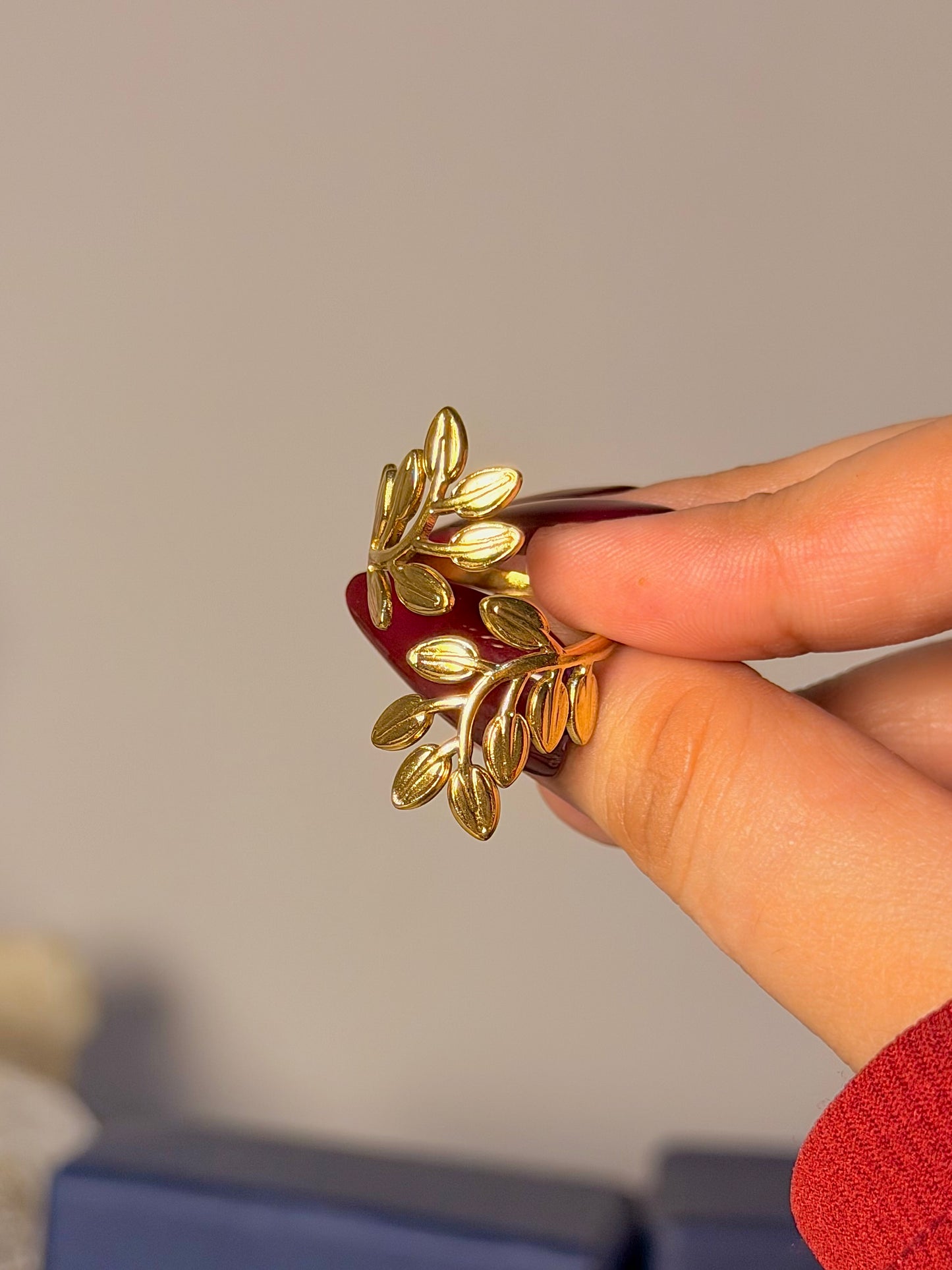 Botanical Leaf Wrap Ring - Nature Inspired Adjustable Band