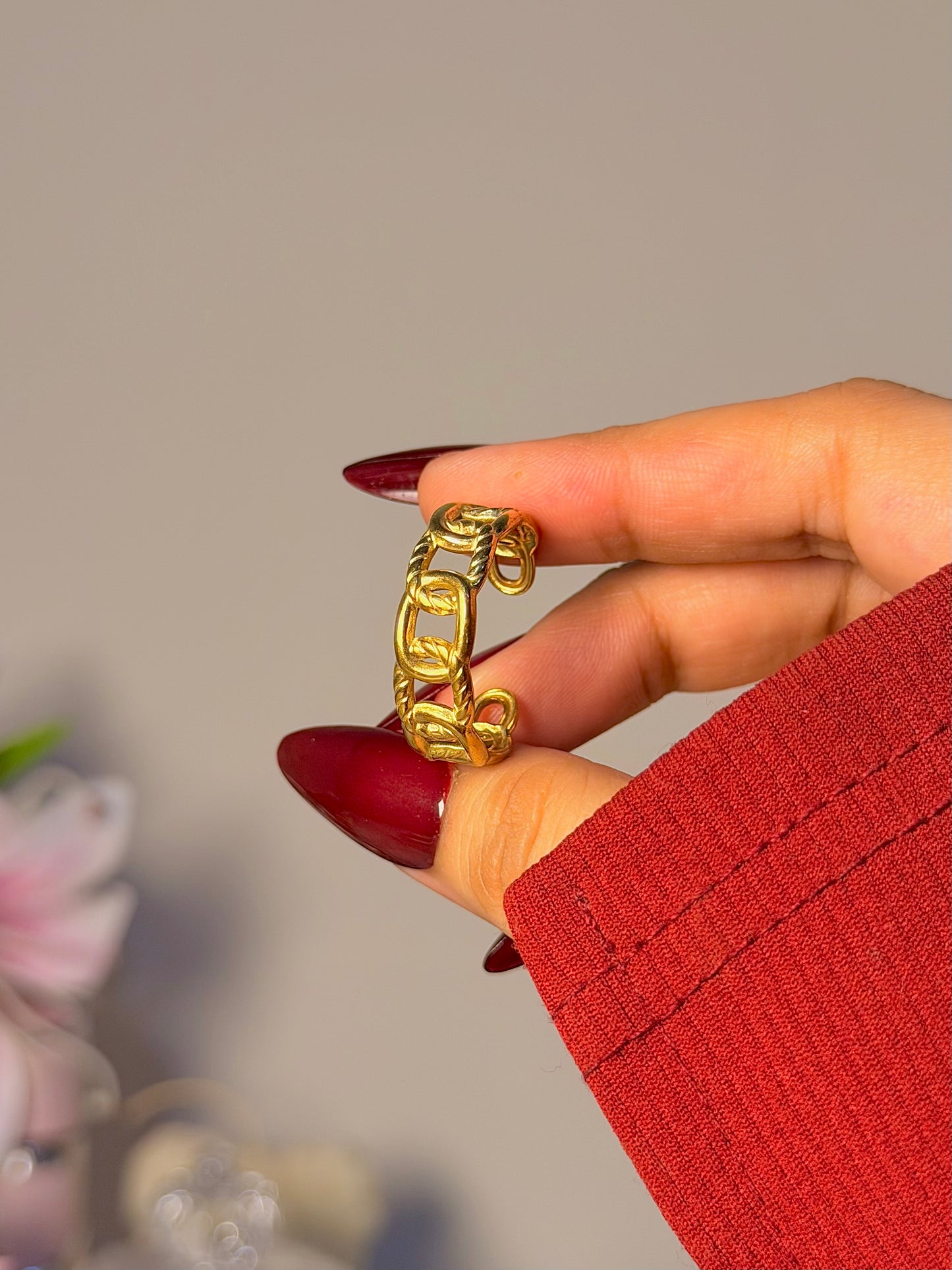 Vintage Link Band Ring - Minimal Chain Inspired Everyday Ring