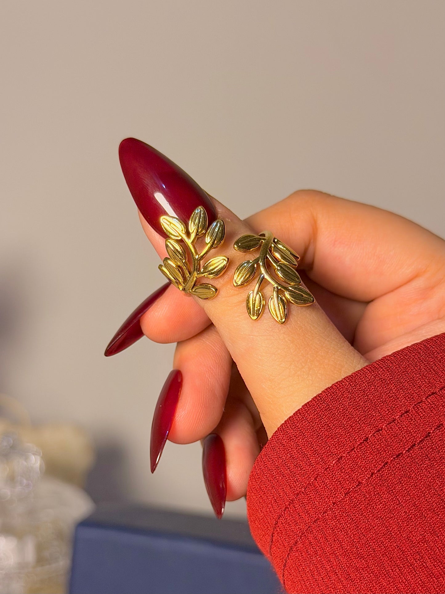 Botanical Leaf Wrap Ring - Nature Inspired Adjustable Band