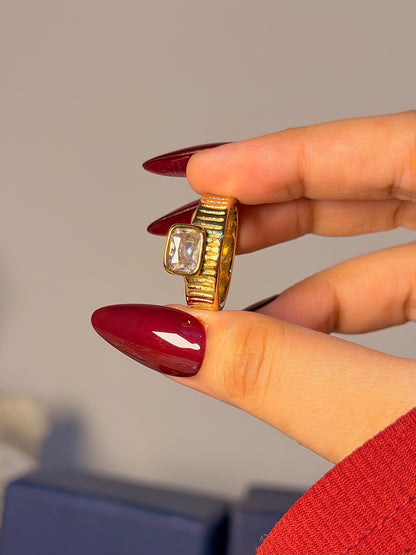 Radiant Cushion Cut Ring - Textured Band Design