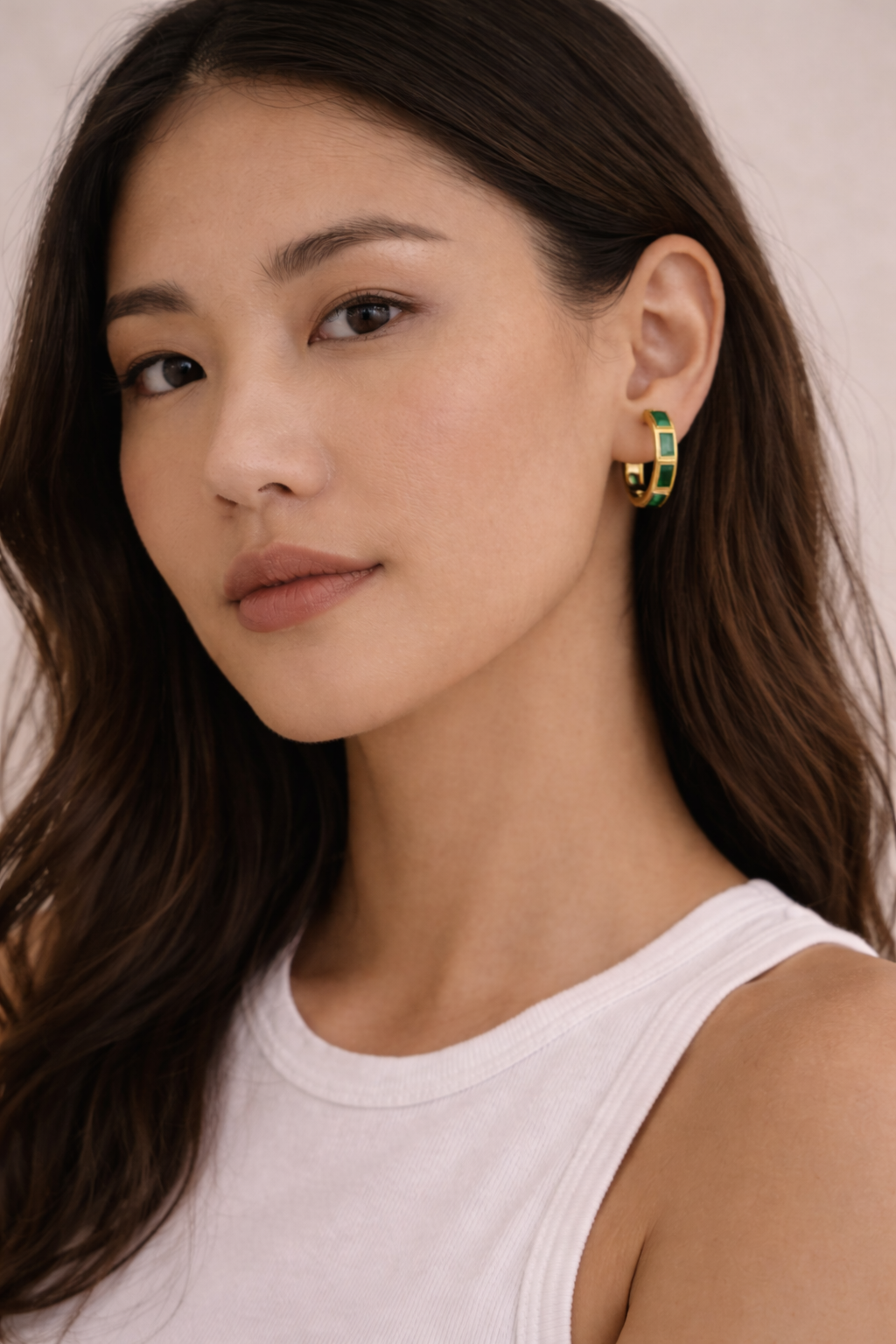 Emerald Green Stone Hoops