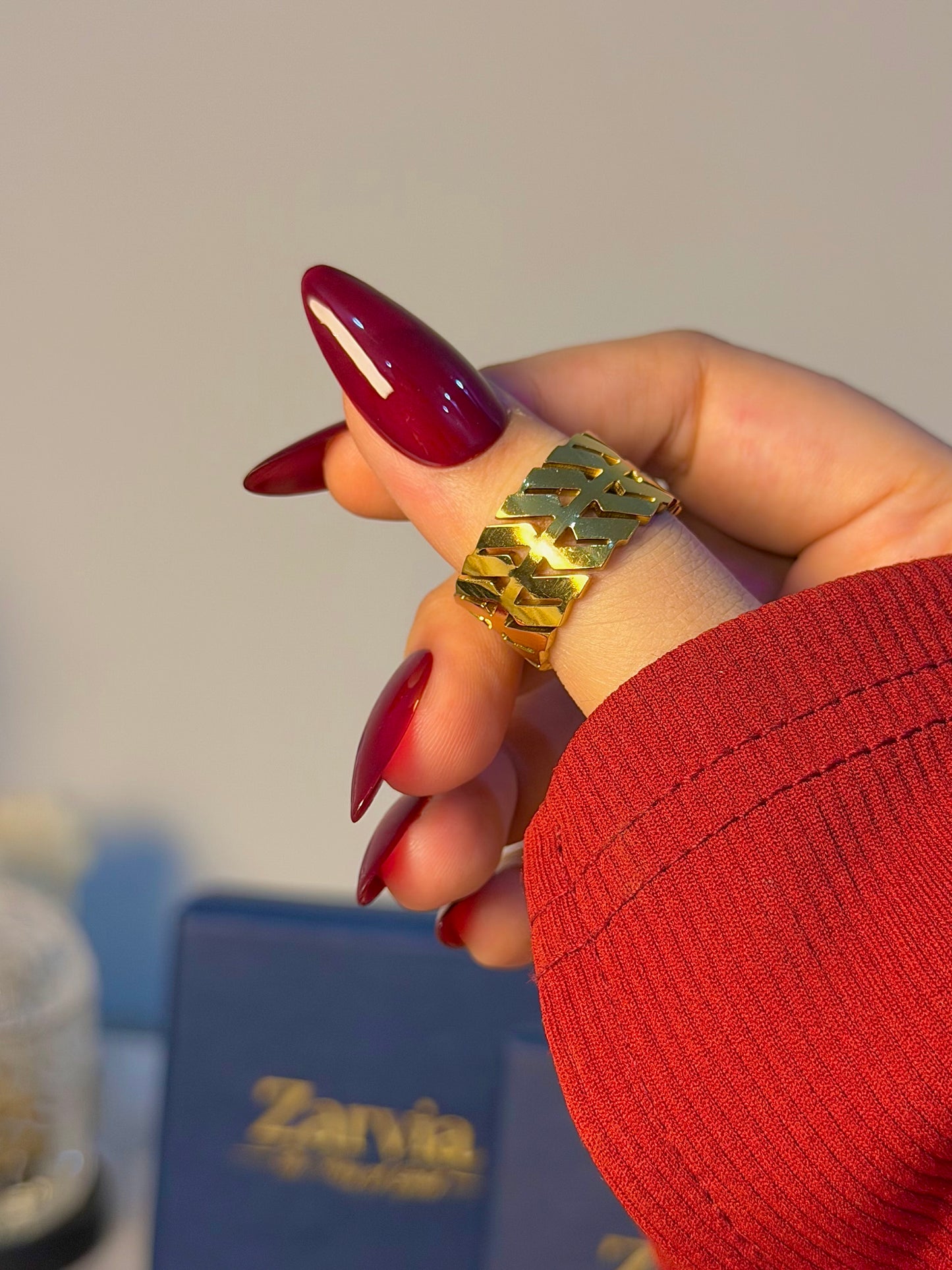 Geometric Cutout Cuff Ring – Gold