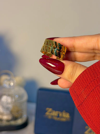 Geometric Cutout Cuff Ring – Gold
