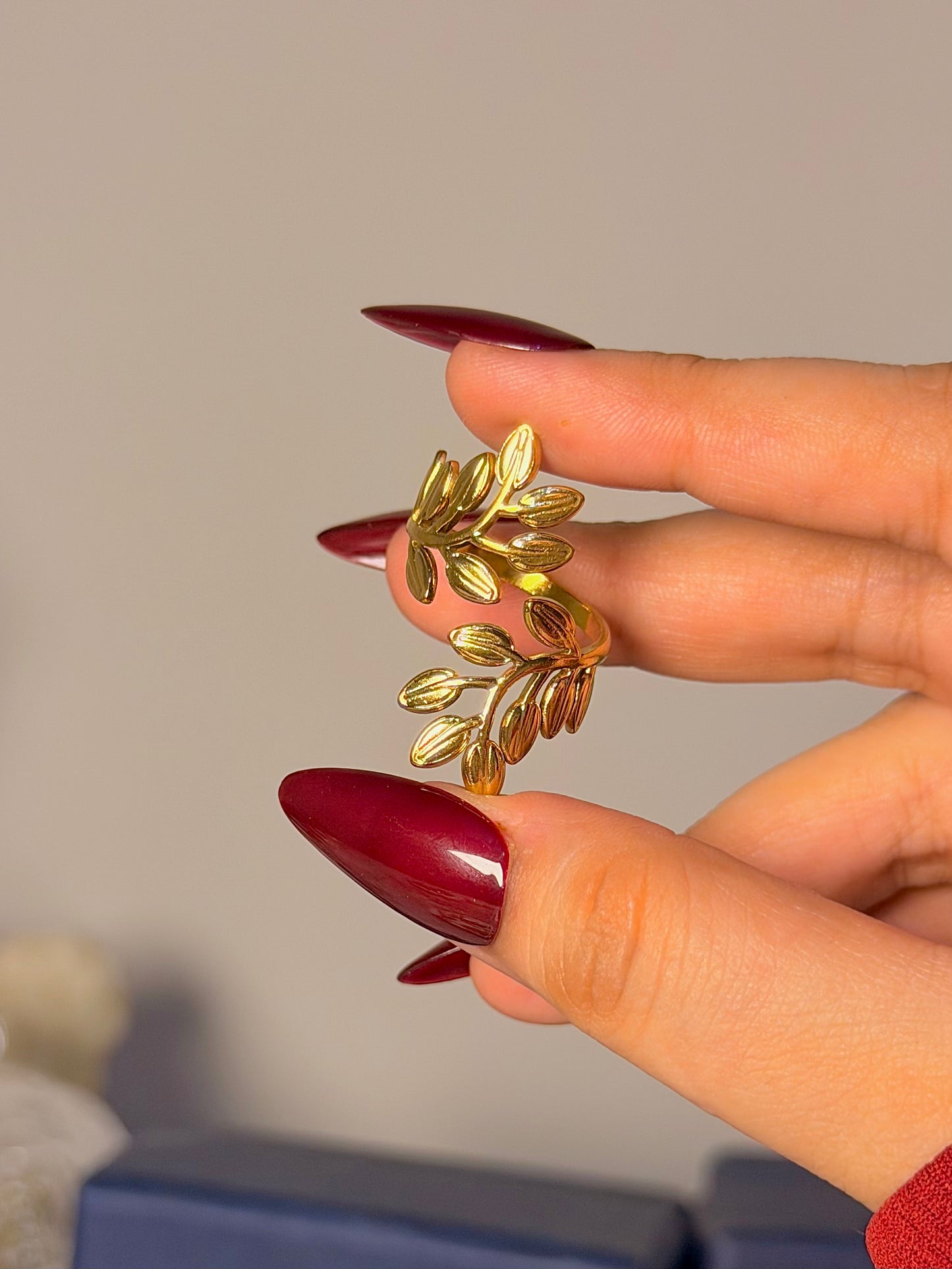 Botanical Leaf Wrap Ring - Nature Inspired Adjustable Band