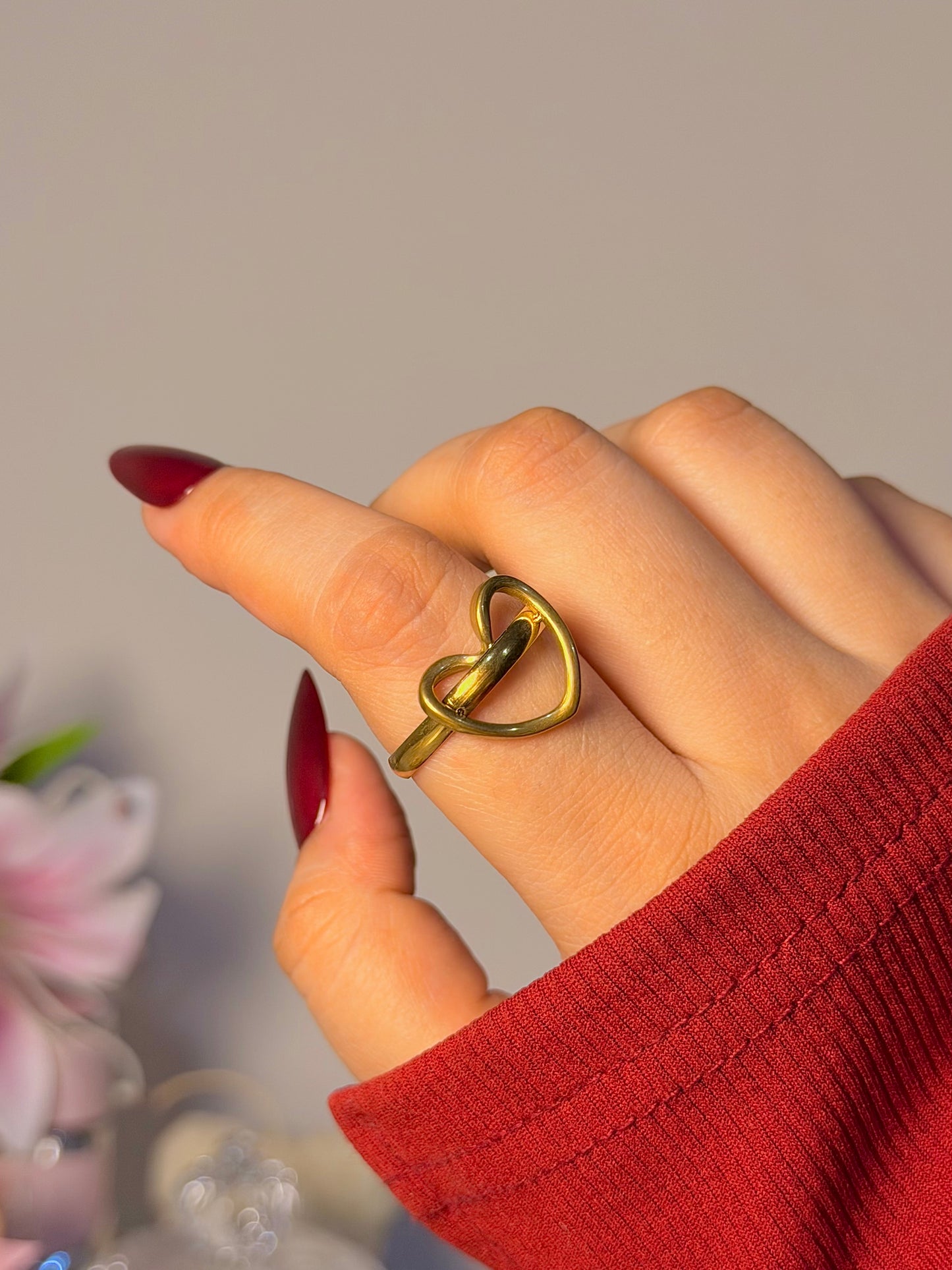 Minimalist Open Heart Ring - Modern Abstract Love Ring