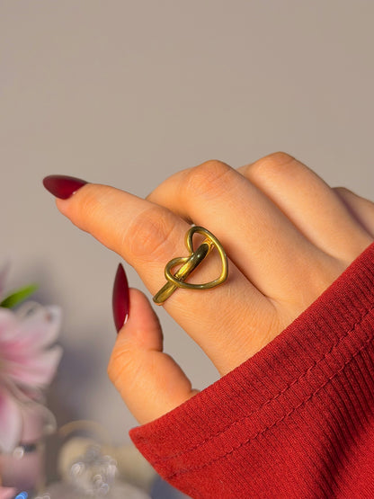 Minimalist Open Heart Ring - Modern Abstract Love Ring