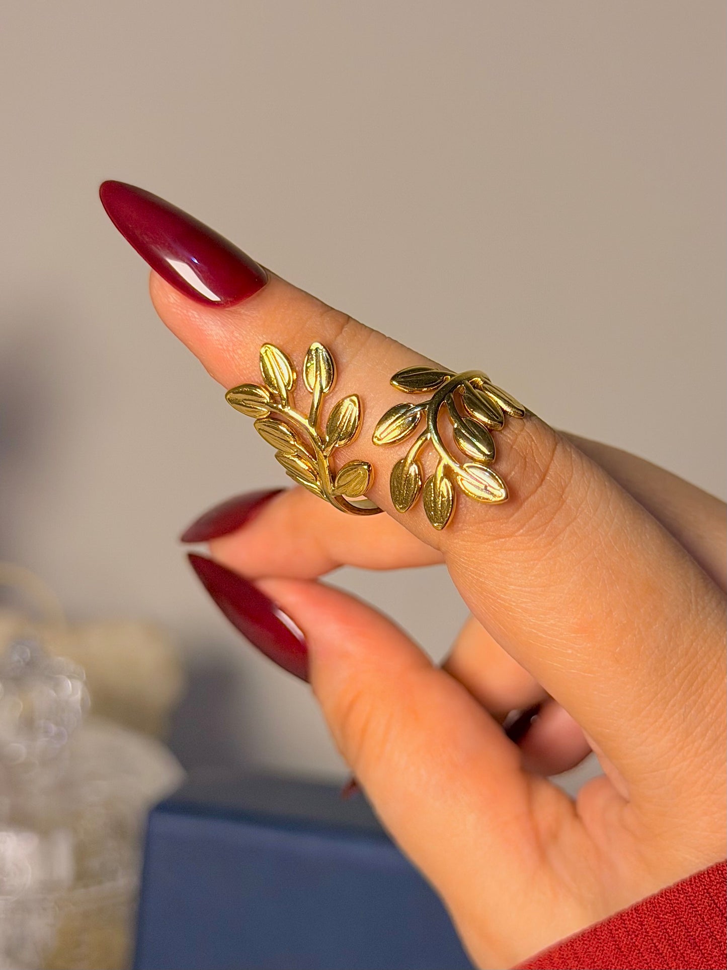 Botanical Leaf Wrap Ring - Nature Inspired Adjustable Band