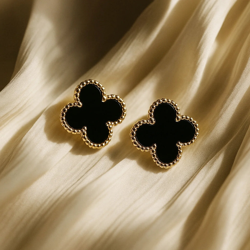 Noir Clover Stud Earrings