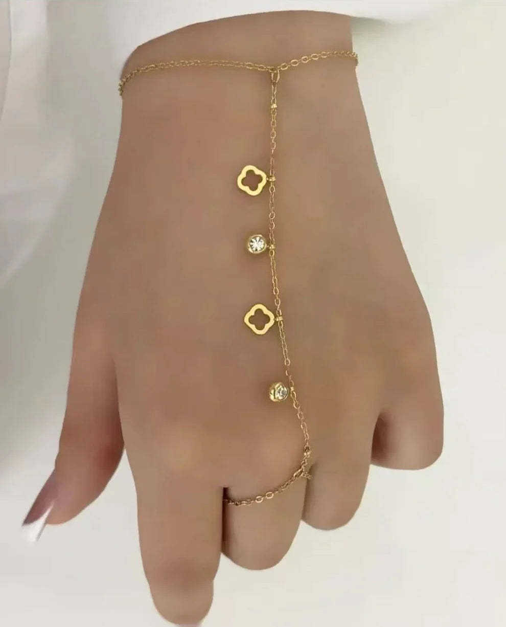 Clover Crystal Hand Chain