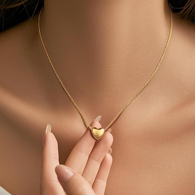 Minimal Golden Metal Heart Necklace