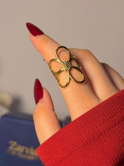 Open Flower Ring - Floral Outline Design