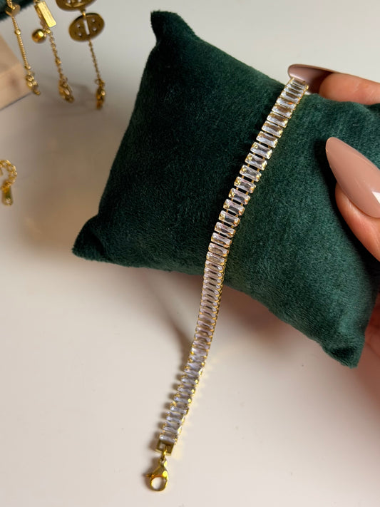 Elegant Gold Crystal Tennis Bracelet for Women