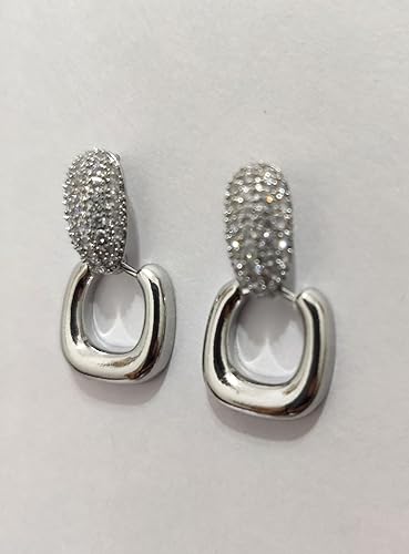 Crystal Link Drop Earrings Available in Silver & Gold