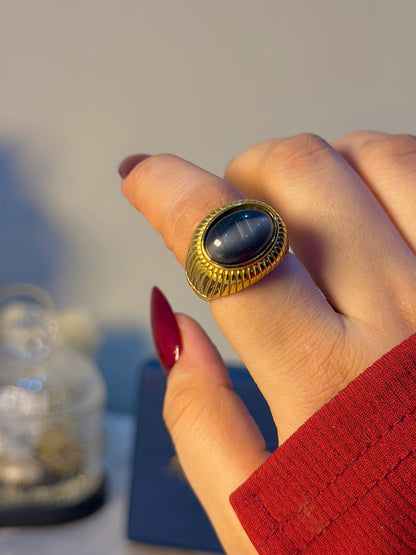 Vintage Black Onyx Statement Ring for Women – Gold